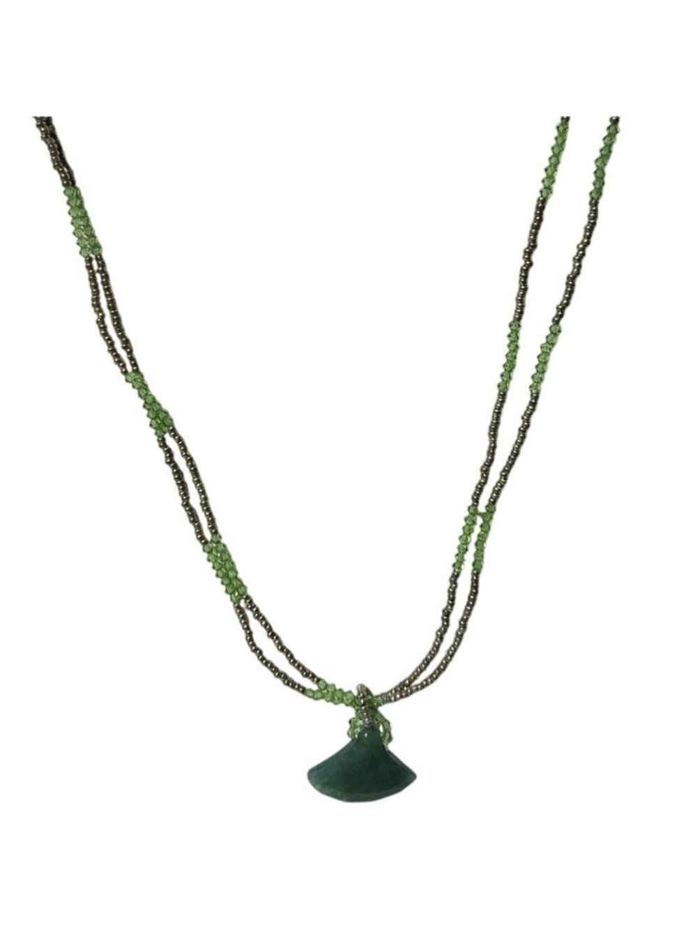 Handcrafted Green Pendant Necklace Seed Beads Retro Boho Fashion Jewelry Women